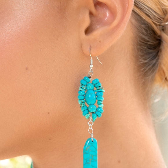 Silver and Turquoise Necklace and Matching Earring Set - Picture 4 of 4